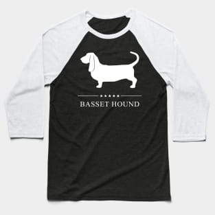 Basset Hound Dog White Silhouette Baseball T-Shirt